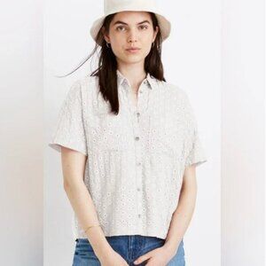Ivory daisy eyelet camp shirt